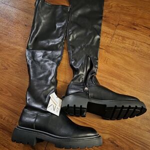 Zara Sleek Black Over-the-Knee Boots